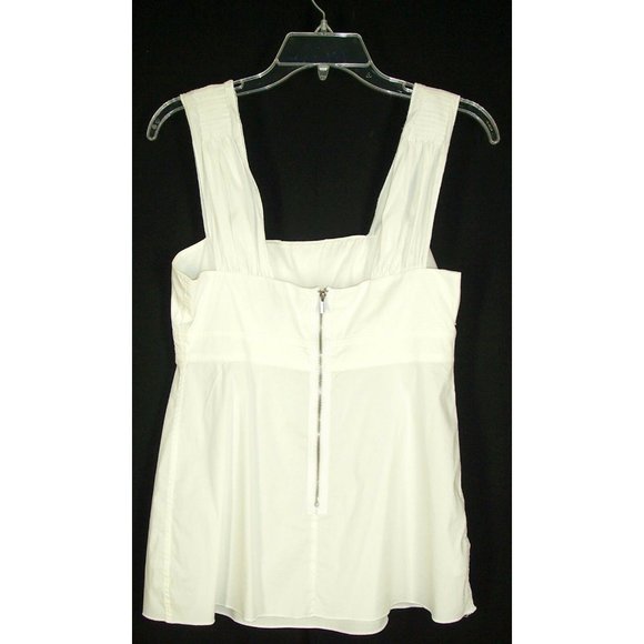 BCBG Max Azria Top S White Sleeveless Tank Zipper Back Bow Detail - Picture 5 of 9